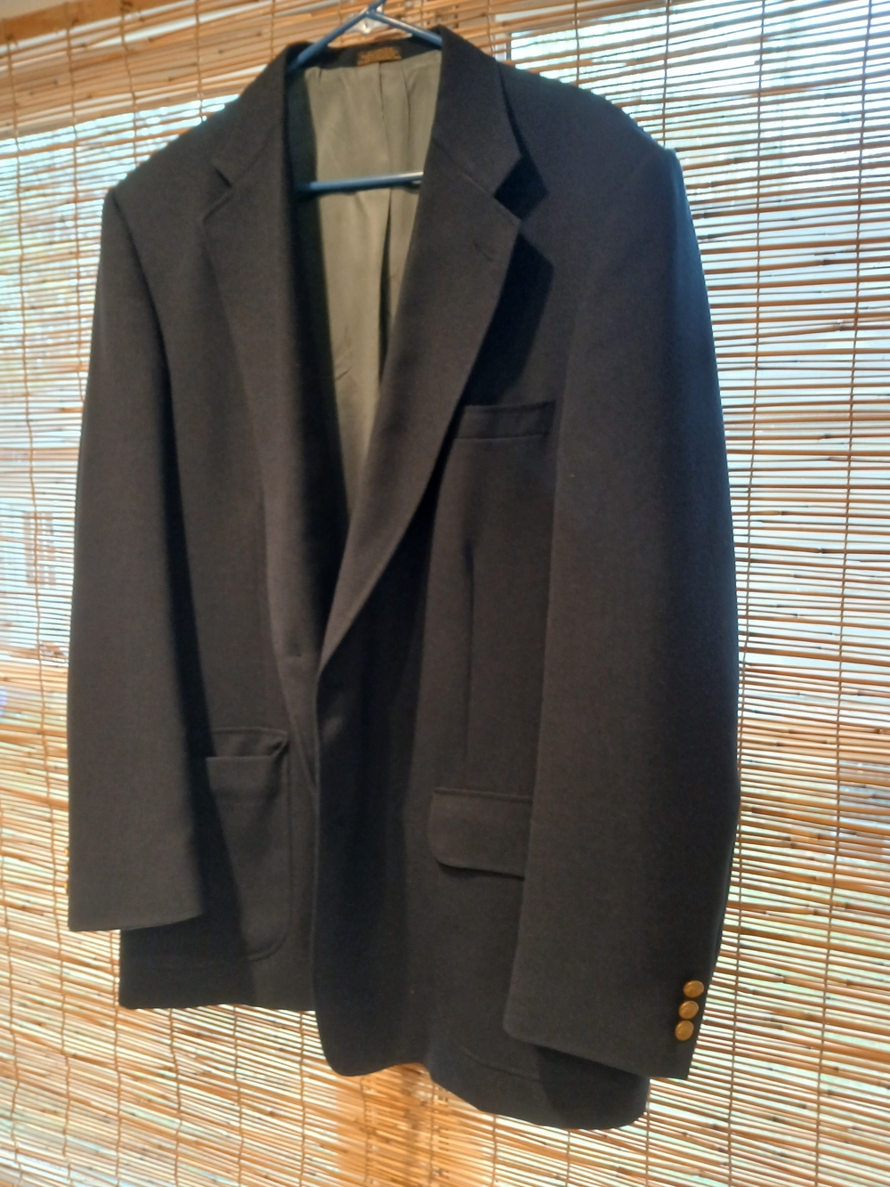 Stafford Black Men's Sport Coat with Gold Buttons